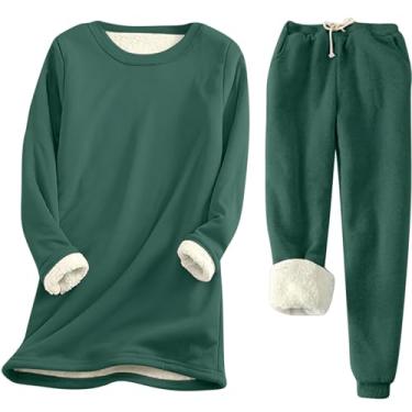 Imagem de Roupas femininas quentes, camisetas, calças, pijamas, conjuntos de pijama para mulheres, forrado com lã, combinando com lã, outono inverno 2024, D-953 verde-limão, XXG