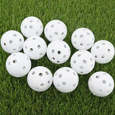 Imagem de Bolas de prática de golfe para quintal uso interno bolas de plástico de cores mistas valor pacote com 12, mini bola leve de treinamento ideal para homens e mulheres golfistas (pacote com 12, branco)