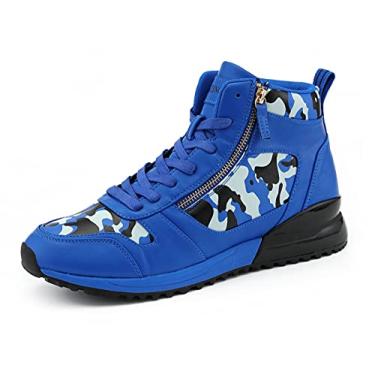 Imagem de Mazino Tênis masculino de cano baixo masculino casual com cadarço, Camuflagem real (berilo), 45