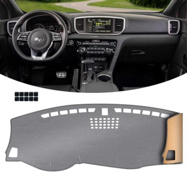 Imagem de KEYOOG Capa de painel de painel adequado para K-ia Sportage 2022-2017 (para código de corpo QL, sem modelos HUD), tapete de painel de carro, tapete antirreflexo, protetor solar antiderrapante (cinza)