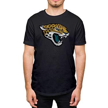 Imagem de Hybrid Sports NFL - Jacksonville Jaguars - logotipo da equipe envelhecida - Camiseta masculina e feminina de manga curta - tamanho grande