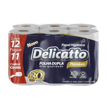 Imagem de Papel Higiênico Folha Dupla Premium 30 Metros Delicatto 12 Rolos
