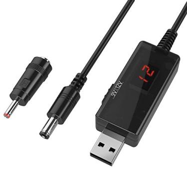 Imagem de Cabo USB para 9 V, 5 V para 12 V, DROK USB DC 5 V Boost para 9 V 12 V Conversor de voltagem 1 A Transformador de voltagem Linha de regulador de potência com visor LED