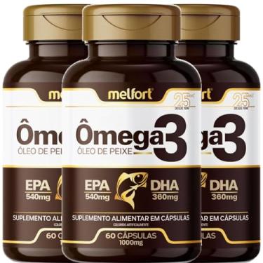 Imagem de 3 x Ômega 3 1000mg 180 Cápsulas Suplemento Alimentar