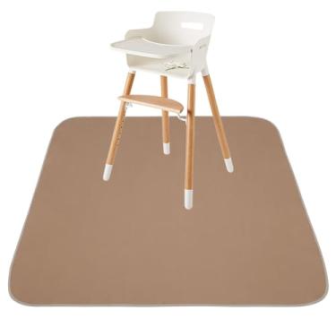 Imagem de Tapete de respingos de bebê para cadeira alta/artes/artesanato, Triluby 129,5 cm, impermeável, antiderrapante, para comer bagunça, tapete de desmame lavável, protetor de piso reutilizável (marrom)