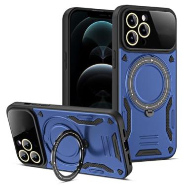 Imagem de Capa de telefone magnética luxuosa com suporte giratório de 360 ° para iPhone 11 14 12 13 Pro Max para Samsung S23Ultra Plus Capa de proteção de armadura, azul, para iPhone 13