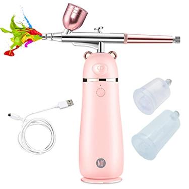 Imagem de Kit de aerógrafo, kit de maquiagem de aerógrafo sem fio, pistola de aerógrafo portátil com kit de compressor, pistola de pulverização portátil para decoração de bolo, pintura artística, design de unha