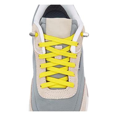 Imagem de Hstgaga Cadarços elásticos para crianças e adultos, cadarços sem cadarço para tênis, cadarços sem gravata, Amarelo, X-Large