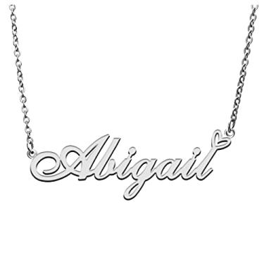Imagem de RONKAH Colar de nome personalizado personalizado com coração colar de nome personalizado para mulheres colar de moda pessoal melhor presente para menina, mãe, filha, amizade, Natal, aniversário,
