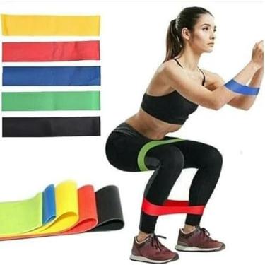 Imagem de Kit Elástico Extensor Para Exercícios Faixa De Borracha Academia 5 Faixa Elastica Treino Em Casa Ginastica Pilates E Fisioterapia Kit Funcional Yoga Musculação
