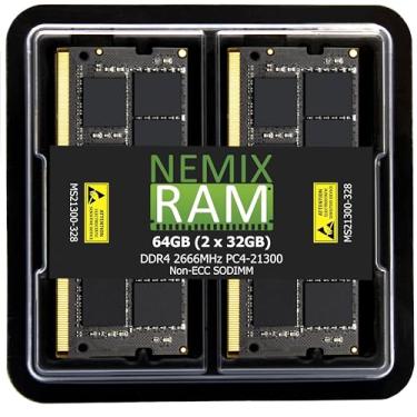 Imagem de NEMIX RAM 64GB (2X32GB) DDR4 2666MHZ PC4-21300 2Rx8 1.2V 260-PIN Non-ECC SODIMM Kit de memória para computador portátil