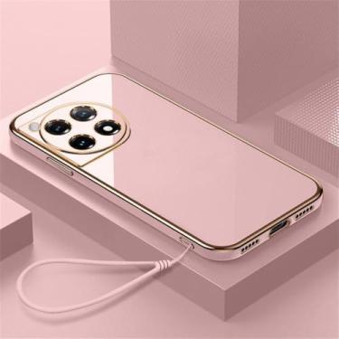 Imagem de Para oneplus 12 1 12r ace pro 1 11r 11 10t 10r ace2 10r 11 capa traseira chapeamento quadrado de luxo, gs6d rosa, para oneplus ace 2