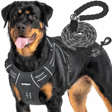 Imagem de Peitoral tático resistente para cães grandes Beebiepet Antipuxão, ajustável, refletivo, treinamento de serviço, colete militar K9 para cães de trabalho – GG, preto