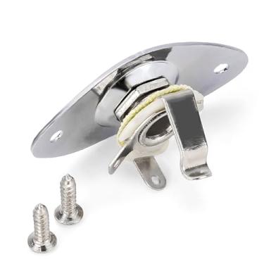Imagem de Cromado 1/4 polegadas (6,35 mm) Guitarra Baixo Oval Jack Placa Soquete Captador Saída Entrada Endentada