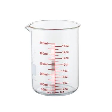 Imagem de Copo medidor de vidro de alto borossilicato - bico em forma de V, copo de medição de vidro de 500 ml (16 oz) para cozinha ou restaurante, fácil de ler
