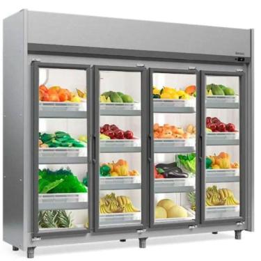 Imagem de Expositor Vertical Hortifruti 4 Portas De Vidro Geas4p Gelopar Auto Serviço Hortifruti Inox 220v