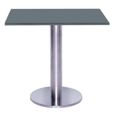 Imagem de Mesa Beta Big Inox 75 cm (Alt) Disco Redondo Tampo MDP Quadrado 60 cm (Larg) x 2,50 cm (Alt) Grafito