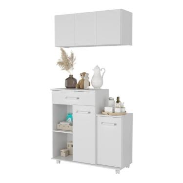 Imagem de Cômoda/balcão Infantil Com Armário 3 Portas Multimóveis Mp4211 Branca Branco