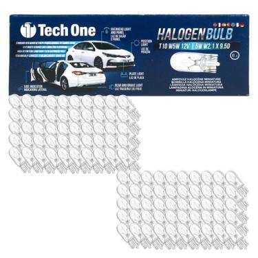 Imagem de Kit com 100 Lâmpadas Pingão Halógena T10 12V 5W Lanterna Placa Farolet