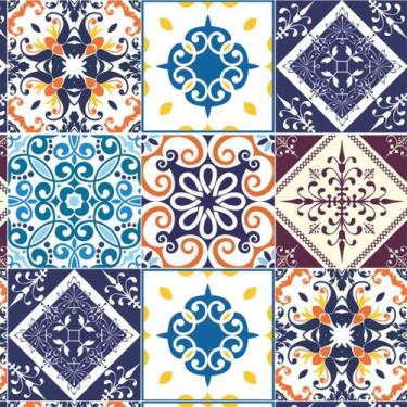 Imagem de Papel de Parede Adesivo Lavável Para Cozinha Banheiro Azulejo Rolo 1m 