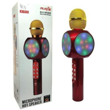 Imagem de Microfone Hifi S Fio Bluetooth Karaokê Speaker Usb Led A-915 - Ltomex