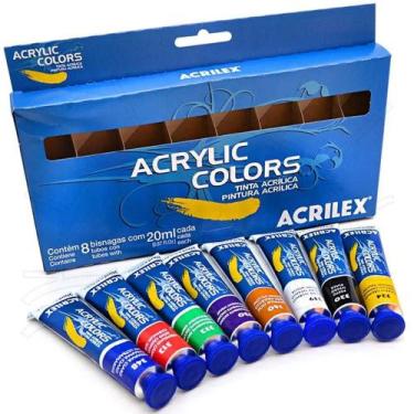 Imagem de Tinta Acrilica Tela  Acrylic Colors Kit 8 Bisnagas 20 Ml - acrilex