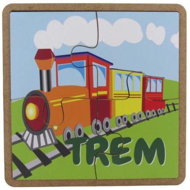 Imagem de Brinquedo Educativo Quebra Cabeça Quadrado 4 Peças Trem Mdf - Shopping