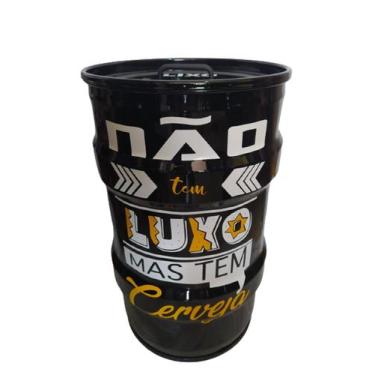 Imagem de Lixeira Tambor Tonel Decorado Não Tem Luxo Mas Tem Cerveja - Emporio C