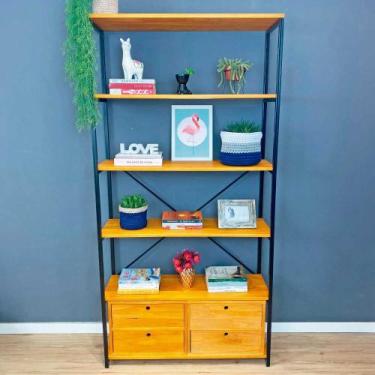 Imagem de Estante Style de Ferro e Madeira Ample 6 Prateleiras com 2 Gaveteiros 