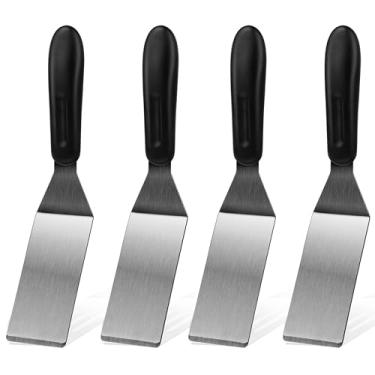 Imagem de Espátula pequena, 4 peças, mini espátula de servir para uso na cozinha, espátula de metal para servir e virar, ideal para panquecas, brownies, sobremesas, biscoitos, ovos ou frigideiras pequenas