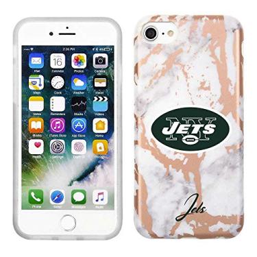 Imagem de Prime Brands Group Capa de celular para Apple iPhone 8/7/6S licenciado pela NFL New York Jets, mármore branco e ouro rosa