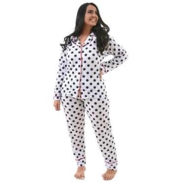 Imagem de Pijama Americano Feminino Com Botões Manga Longa E Calça - Pijamas Pri