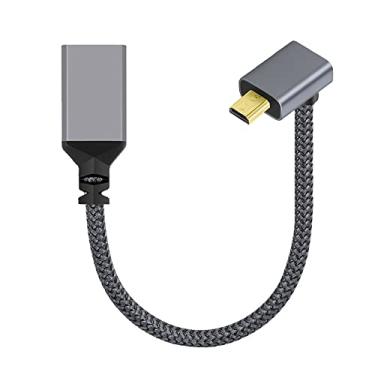 Imagem de NFHK Cabo de extensão 4K Type-D Micro HDMI 1.4 macho 90 graus acima angular para HDMI fêmea para câmera DV MP4 DC Laptop