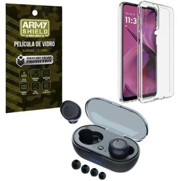 Imagem de Capa Capinha Transparente Para Moto G35 + Fone Bluetooth + Pelicula de