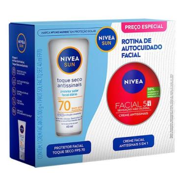 Imagem de Kit Protetor Solar Nivea Sun Toque Seco Antissinais FPS 70 40ml e Crem