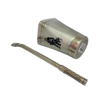 Imagem de Kit tereré cuia copo redondo 300ml alumínio boca quadrada + bomba tela