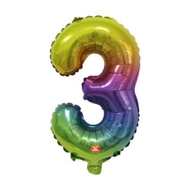 Imagem de Balão Metalizado Números 16" 40cm - Degradê - 01 unidade - Balões São 