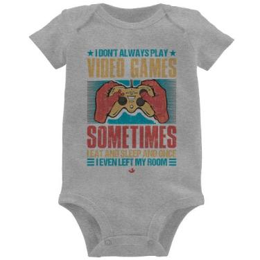 Imagem de Body Bebê I don't always play videogames - Foca na Moda, Cinza, P