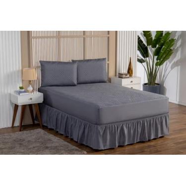 Imagem de Protetor de Colchão Impermeável Casal Queen + Saia 2 Elásticos + Porta