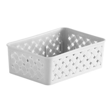 Imagem de Cesto Organizador Rattan 19 X 13 X 6,5 Cm Branco Paramount, Rattan