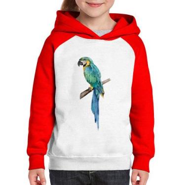 Imagem de Moletom Infantil Arara Azul - Foca na Moda, Branco, Vermelho, 14