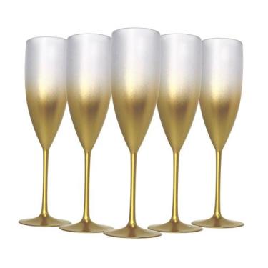 Imagem de 5 Taças Champanhe Acrílico Degrade 160ml Natal Festas Drink - M&CA PLA