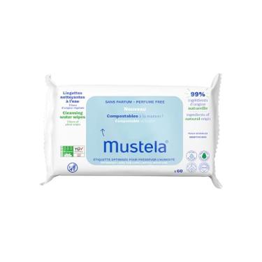 Imagem de Mustela Toalhas Umedecidas Compostáveis Sem Perfume 60 Unidades - Feito com 99% de Ingredientes Naturais - Lenços Umedecidos sem fragrância Mustela Bebê e Criança