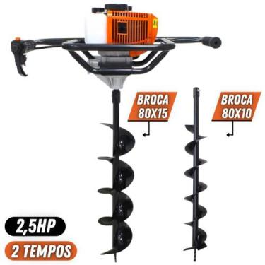 Imagem de KIT Perfurador de Solo Vulcan VPS520S 2T 52CC 2,5CV com Broca 80x15cm 