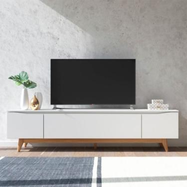 Imagem de Rack para TV até 75 Polegadas Flynt 3 PT Off White e Natural 219 cm
