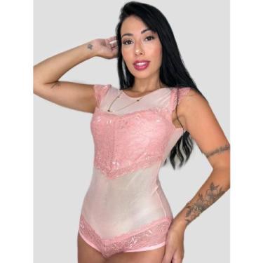 Imagem de Body De Tule Com Renda Transparente Luxo Sexy Sem Bojo Sensual e Sedut