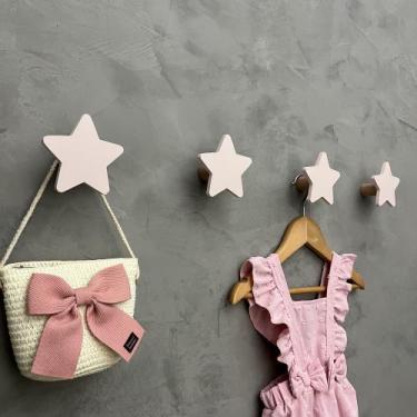 Imagem de 5 Ganchos de parede infantil menina decoração formatos rosa - Hanger D