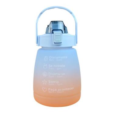 Imagem de Garrafa de plástico redonda com canudo e alça 1200ml - FWB, Azul