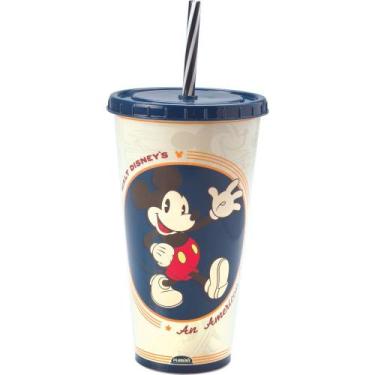 Imagem de Copo Disney Decorado com Canudo Mickey Retro - 700ml - Plasutil