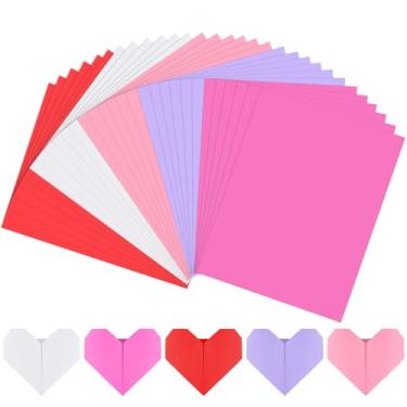 Imagem de JULBEAR Cartolina para Dia dos Namorados, 30 peças, 21 x 28 cm, 5 cartolina colorida de 160 kg, papel rosa e roxo para encontros de casais, faça você mesmo, álbum de recortes, aniversário, cartão de